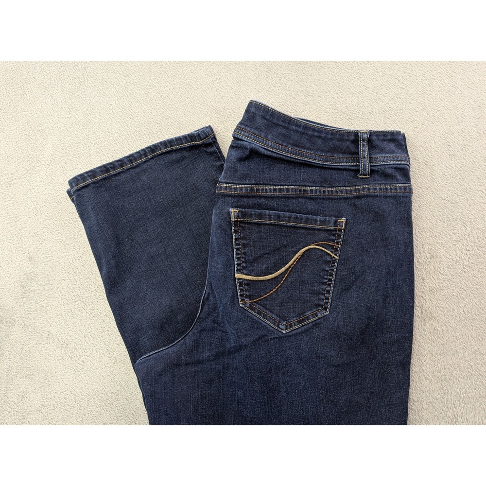 Lane Bryant Womens Size 16 Dark Wash Crop Genius Fit Jeans Stretch Denim